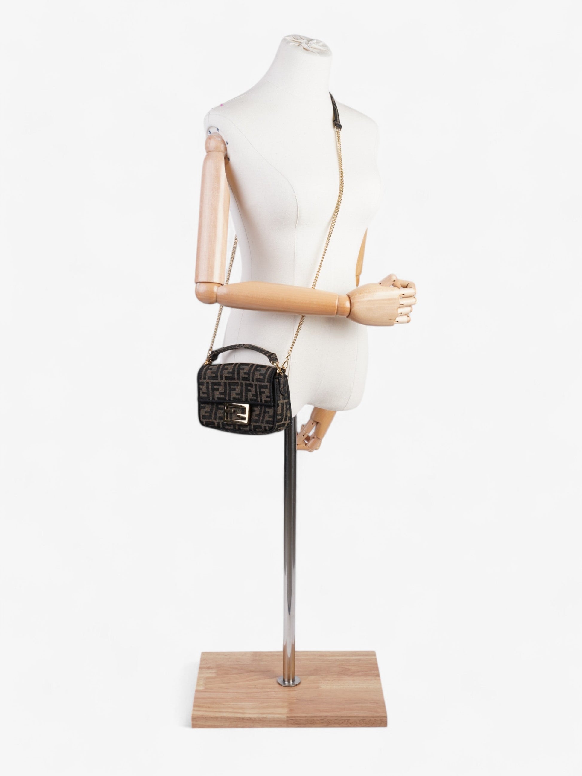 Fendi Baguette Tobacco Fabric Crossbody Bag Brown Mini Shoulder Bag