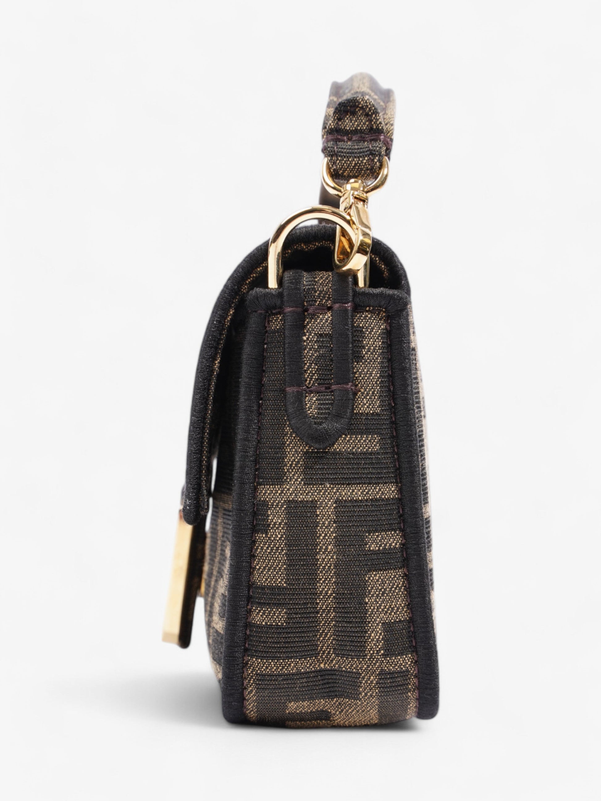 Fendi Baguette Tobacco Fabric Crossbody Bag Brown Mini Shoulder Bag