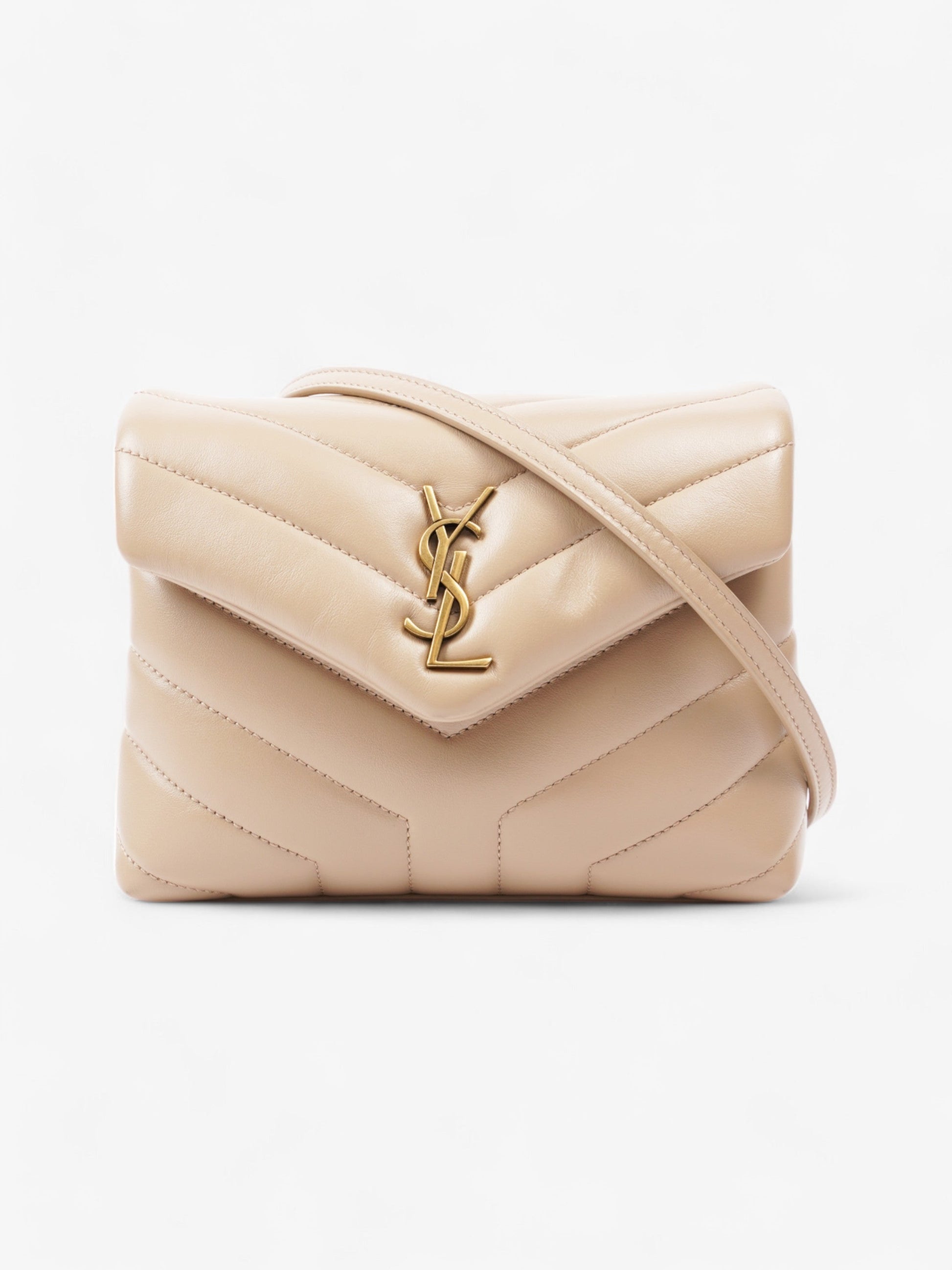 YSL Saint Laurent Lou Lou Calfskin Crossbody Bag Leather Beige Toy