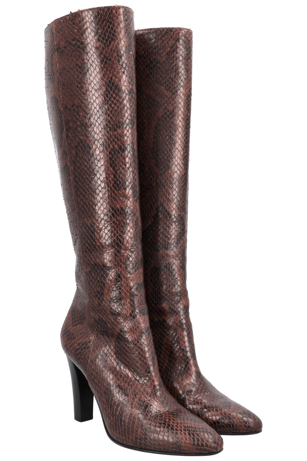 YSL Saint Laurent Boots Python Brown Shoes