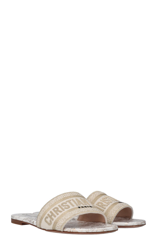 Dior Dway Slides White Gold Shoes