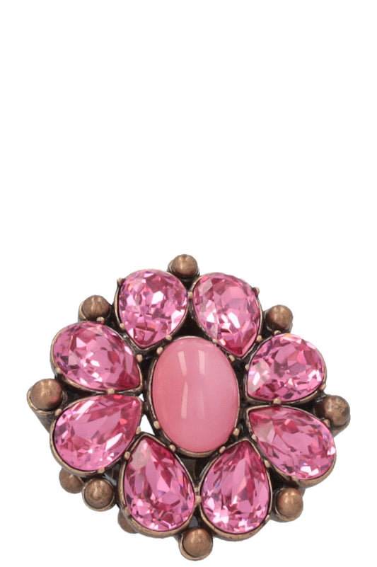 Dior Crystal Flower Cocktail Ring Pink Jewelry