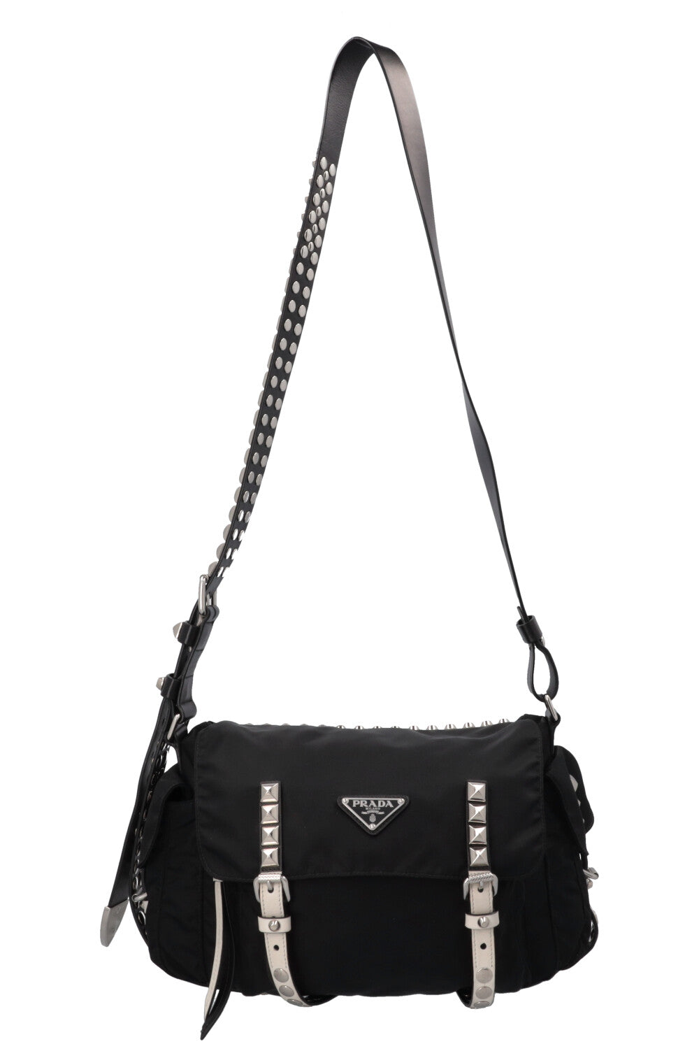 Prada Crossbody Bag Studded New Vela Black