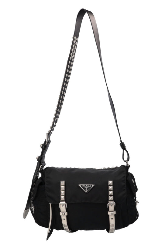 Prada Crossbody Bag Studded New Vela Black