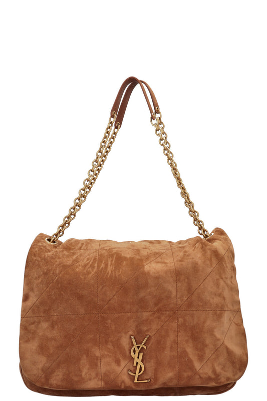 YSL Saint Laurent Jamie Bag Cognac Suede Large Handbag
