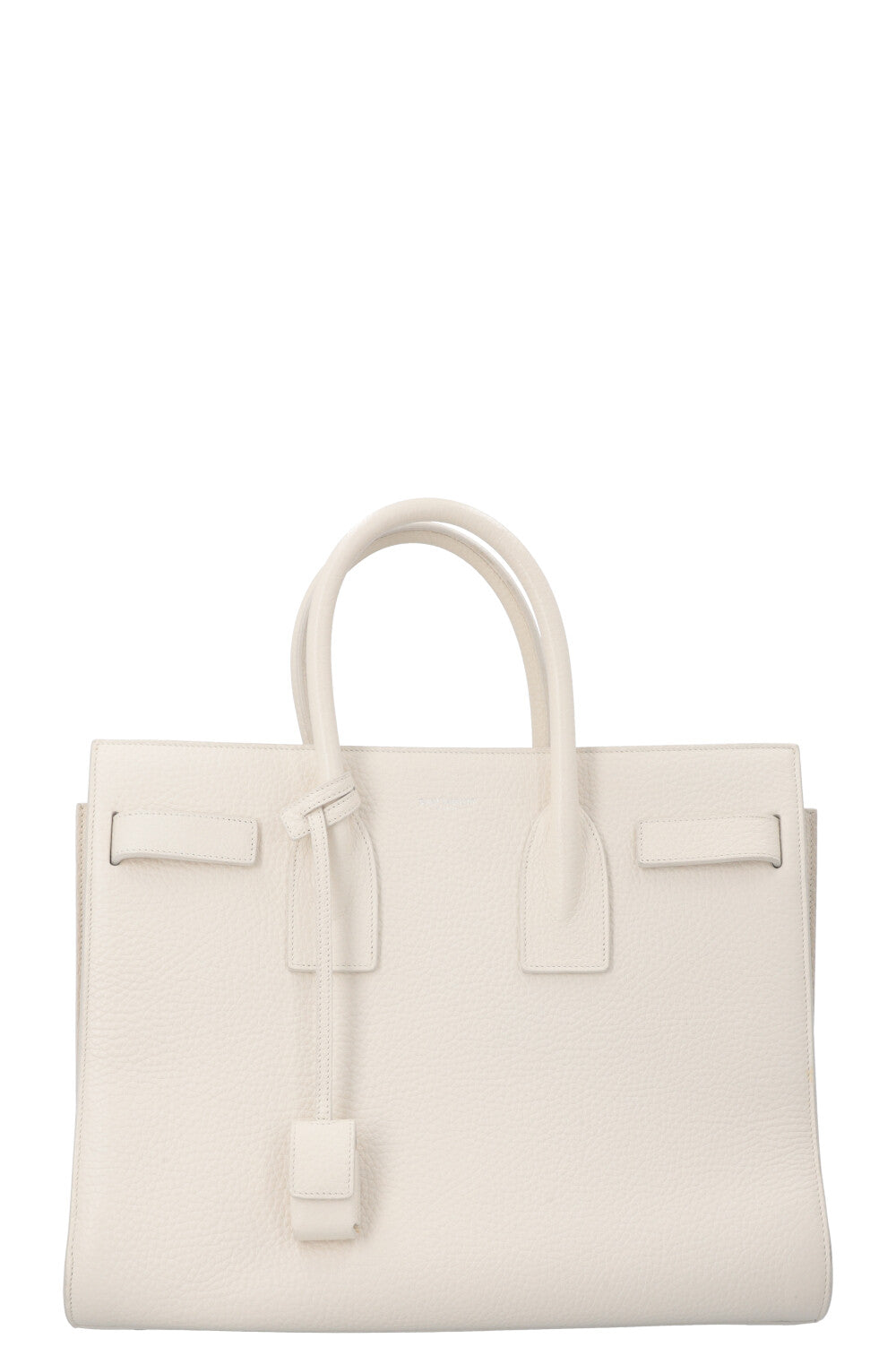 YSL Saint Laurent Tote Bag Sac De Jour Bag Leather White Small