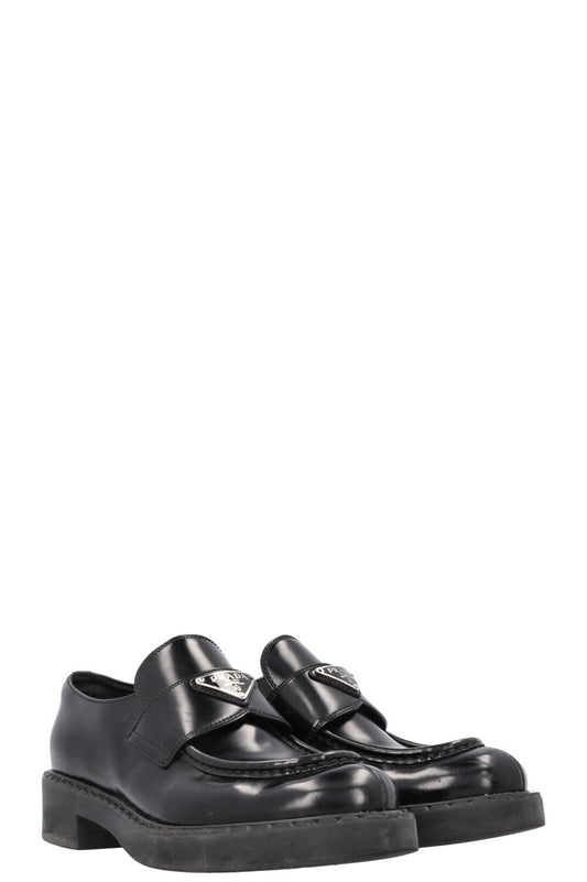 Prada Triangle Loafers 2 Black Logo Shoes