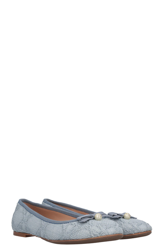 Dior Ballet Flats Cannage Raffia Blue Shoes