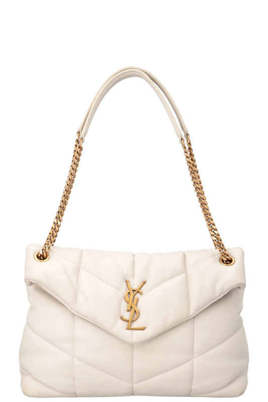 YSL Saint Laurent Crossbody Bag LouLou Puffer Ivory Medium