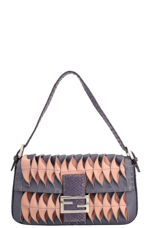 Fendi Selleria Baguette Bag Python Pink Purple Shoulder Bag