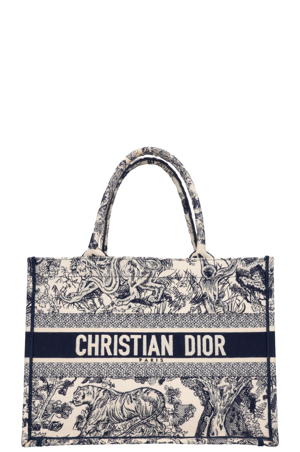 Dior Book Tote Toile De Jouy Blue Medium Tote Bag