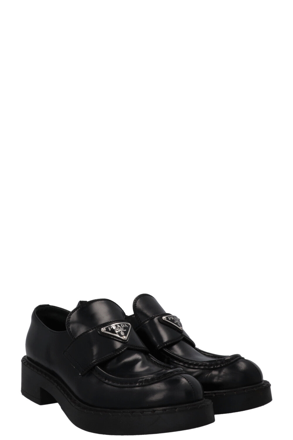 Prada Loafers 2 Black Logo Shoes