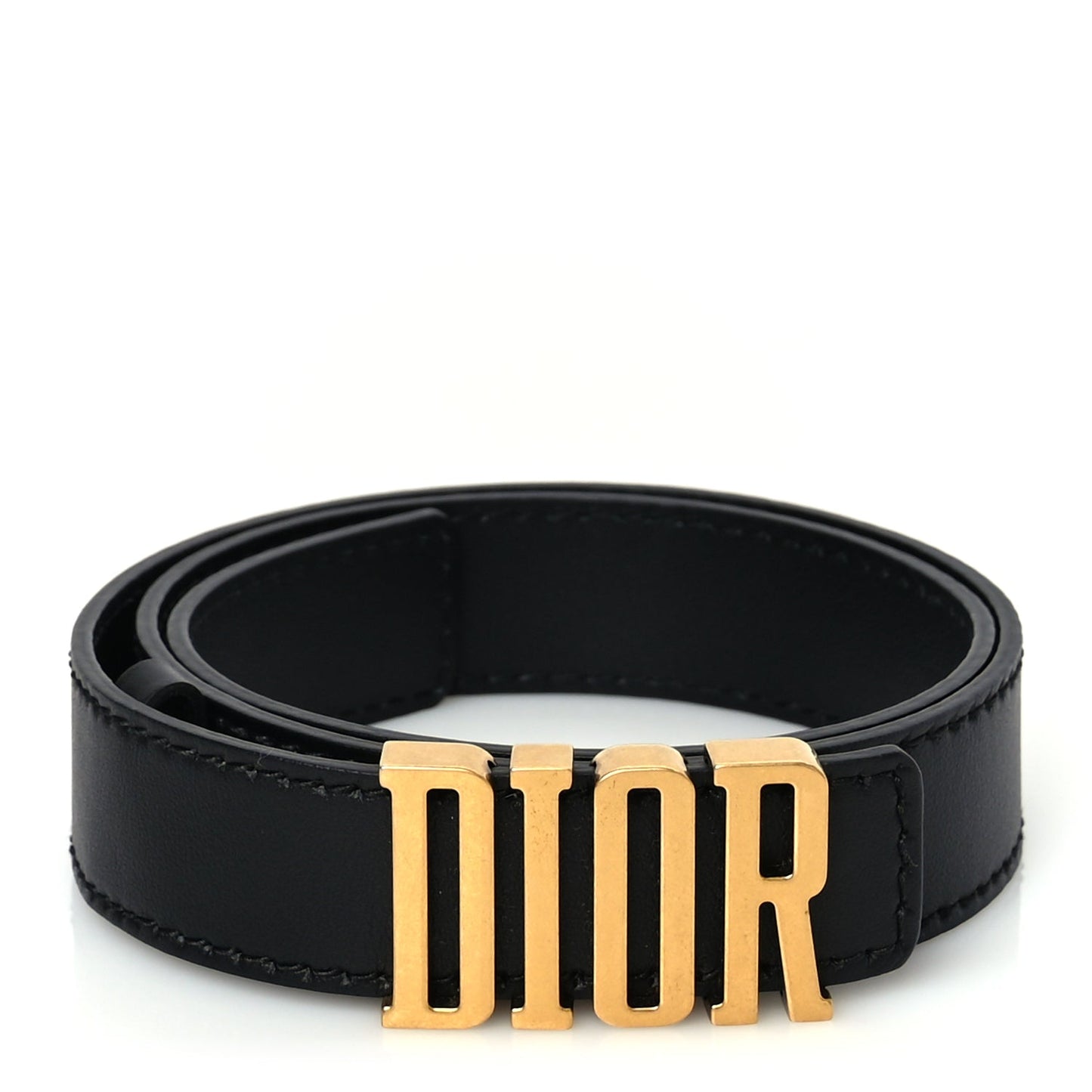 Dior Handbag Christian Calfskin D Fence Belt 75 Leather Black