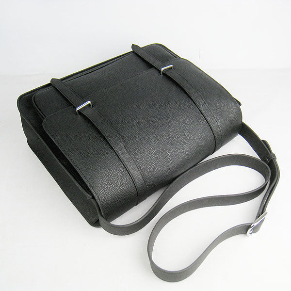 Hermes Luxury Steve Shoulder Bag Cow Leather Black