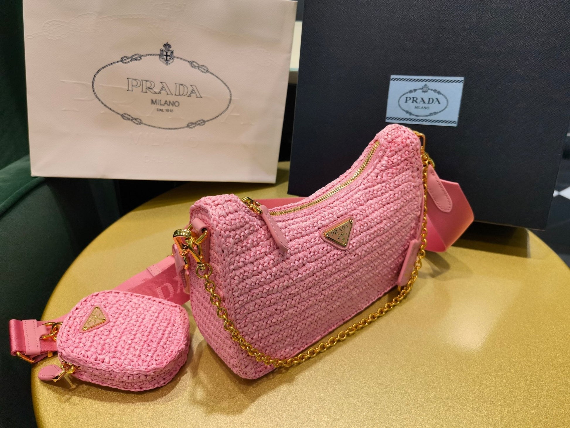 Prada Bolsa Re Edition Ráfia Luxury Handbag Travel Bag