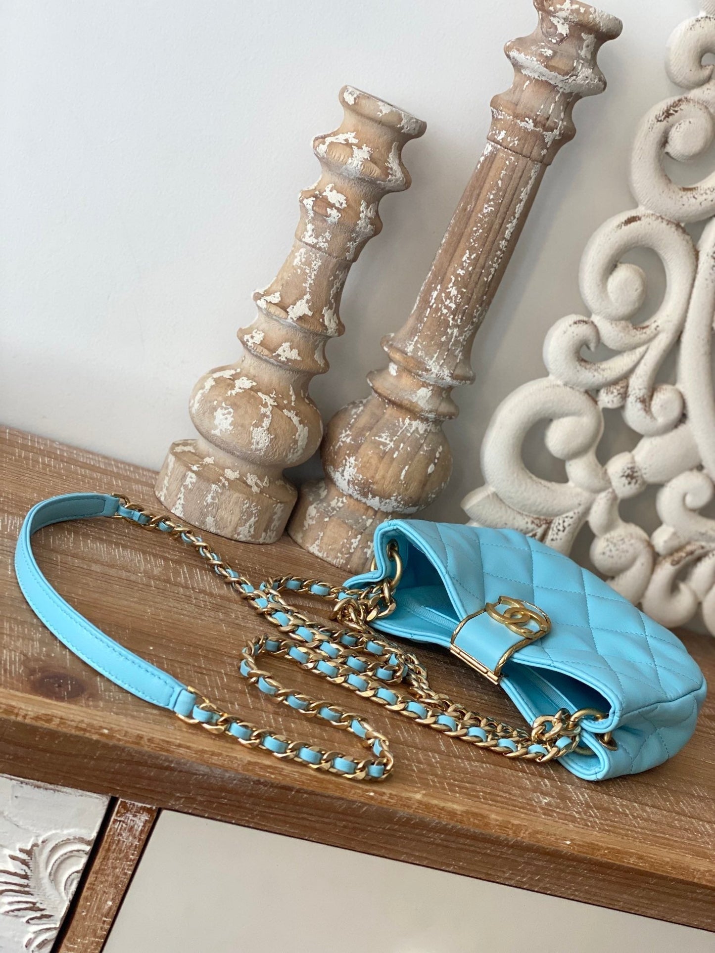 CHLSmall Hardware , ’s , Blue Gold Shoulder Bag
