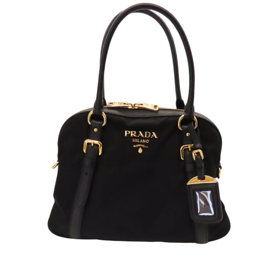 Prada 1Bb013 2Way Handbag Leather Nylon Travel Bag