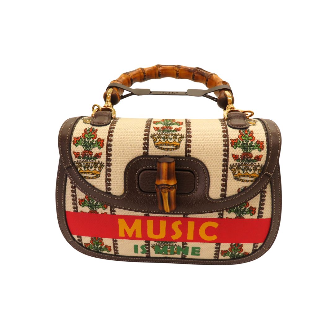 Gucci Bamboo Bag 2Way Bag Limited Canvas Travel Bag