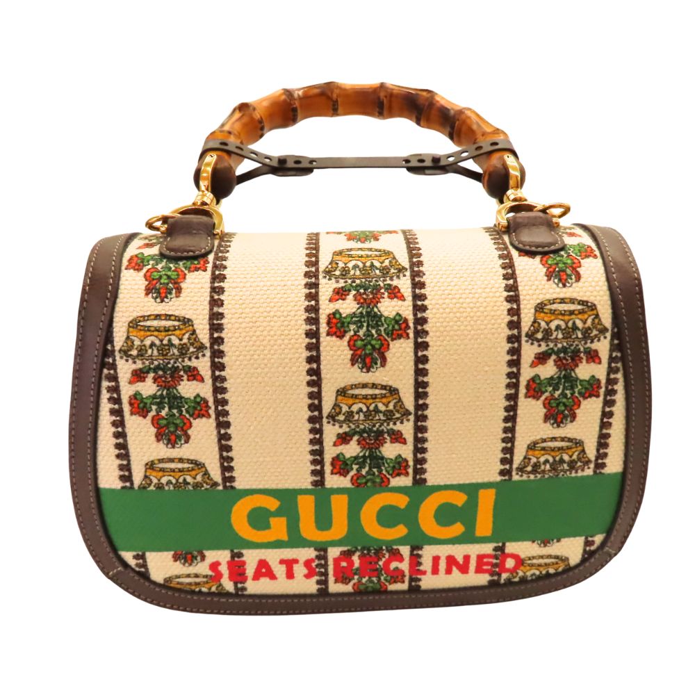 Gucci Bamboo Bag 2Way Bag Limited Canvas Travel Bag