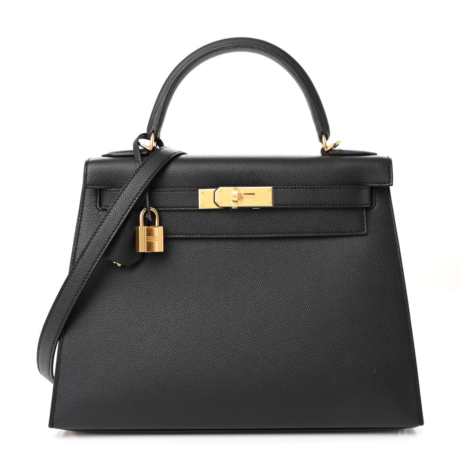 Hermes Epsom Kelly Sellier Handbag Black Travel Bag 28 Black 1753299