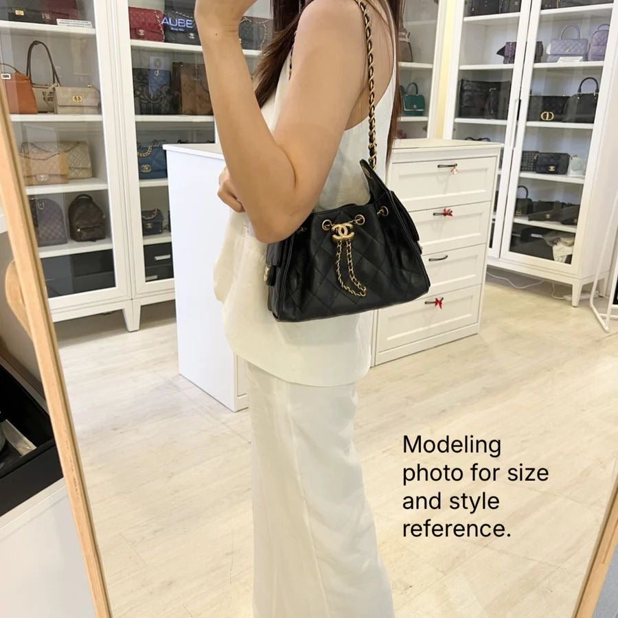 Chanel [LN - Local Full Set - Nov 2025] 25 Mini Hobo Bag in Black Caviar and AGHW (Model: )