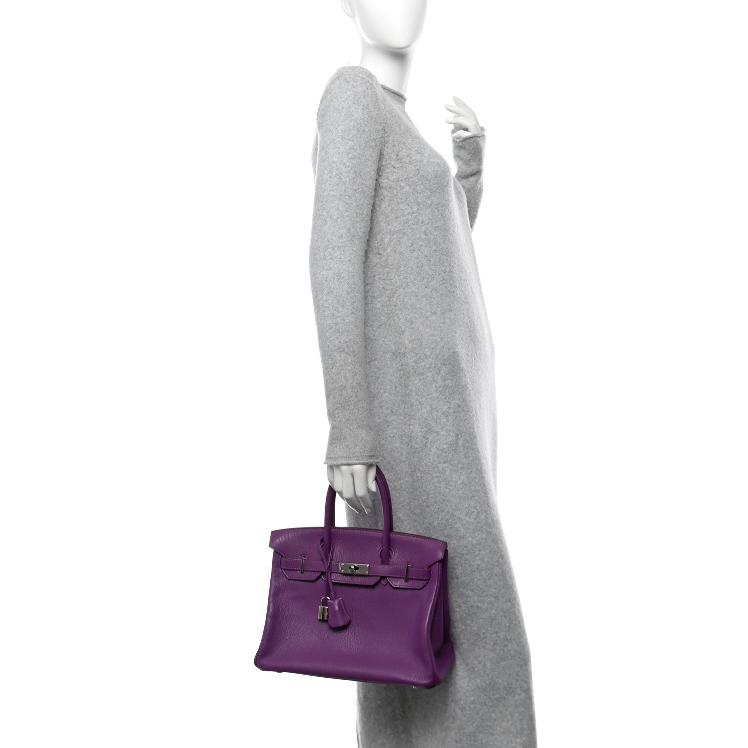 Hermes Chevre De Coromandel Horseshoe Birkin Violet Rose Shocking Shoes