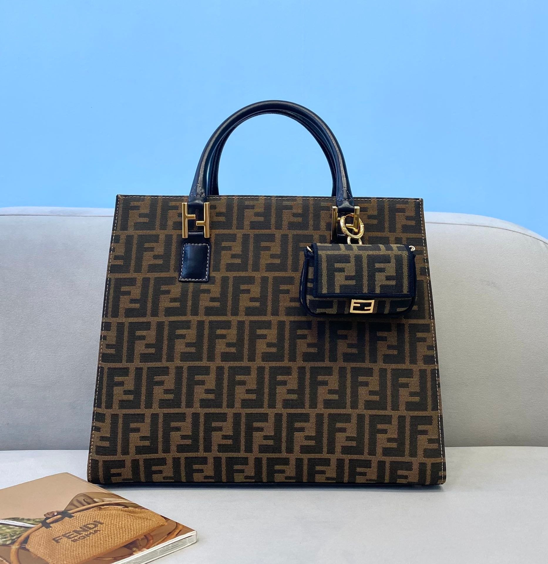 Fendi Top QualityTop Quality 13.8in 35cm Brown FF Tote Bag