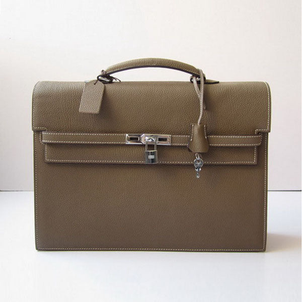 Hermes Luxury Briefcases H Unisex Grey Handbag Travel Bag