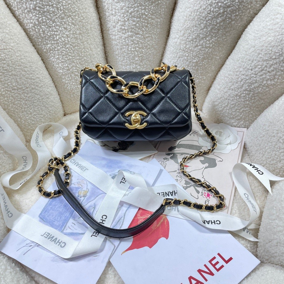 Chlmini Top Qualityap Bag Hardware For Women Black Gold Shoulder Bag