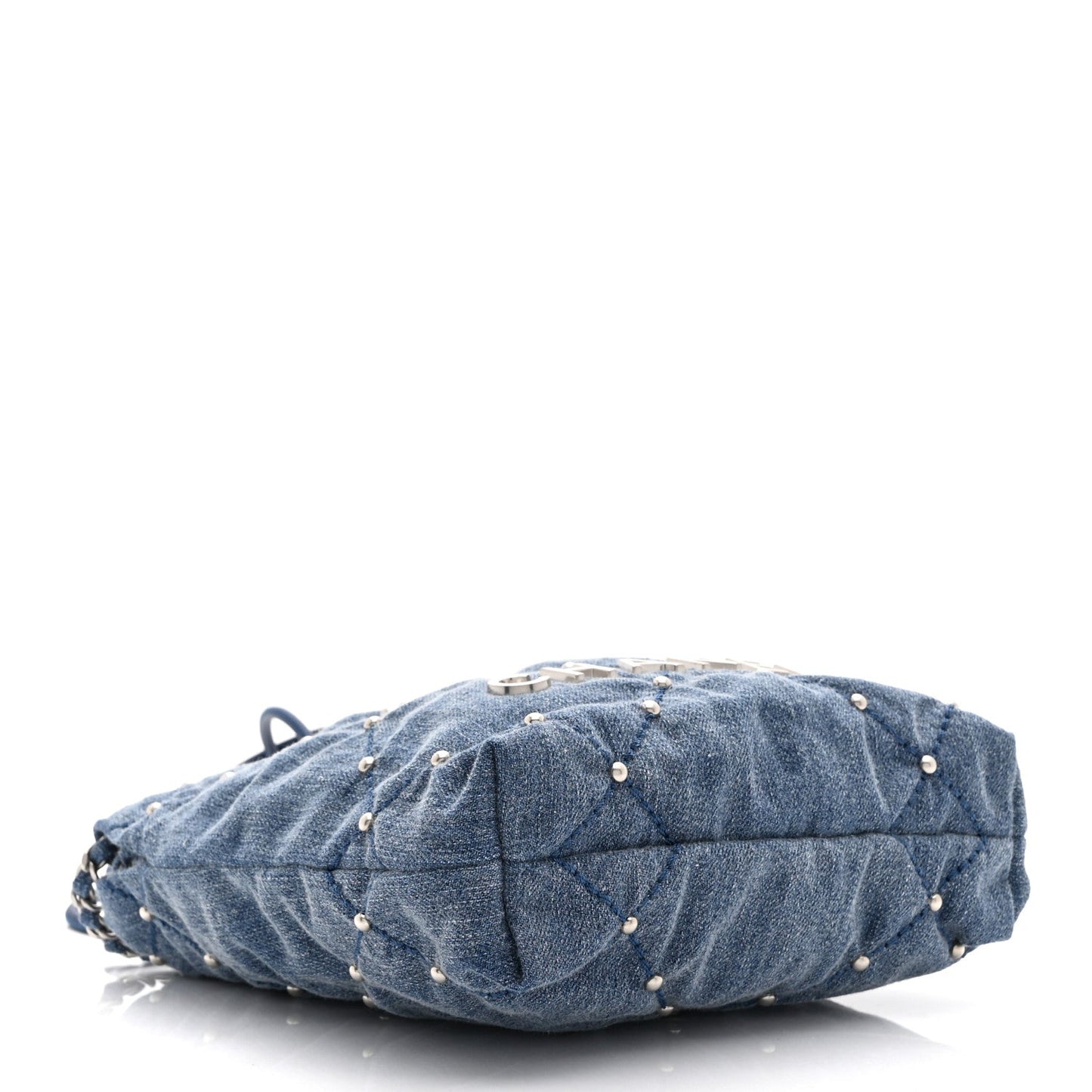 Chanel Washed Denim Quilted Studded Mini 22 Blue Bag