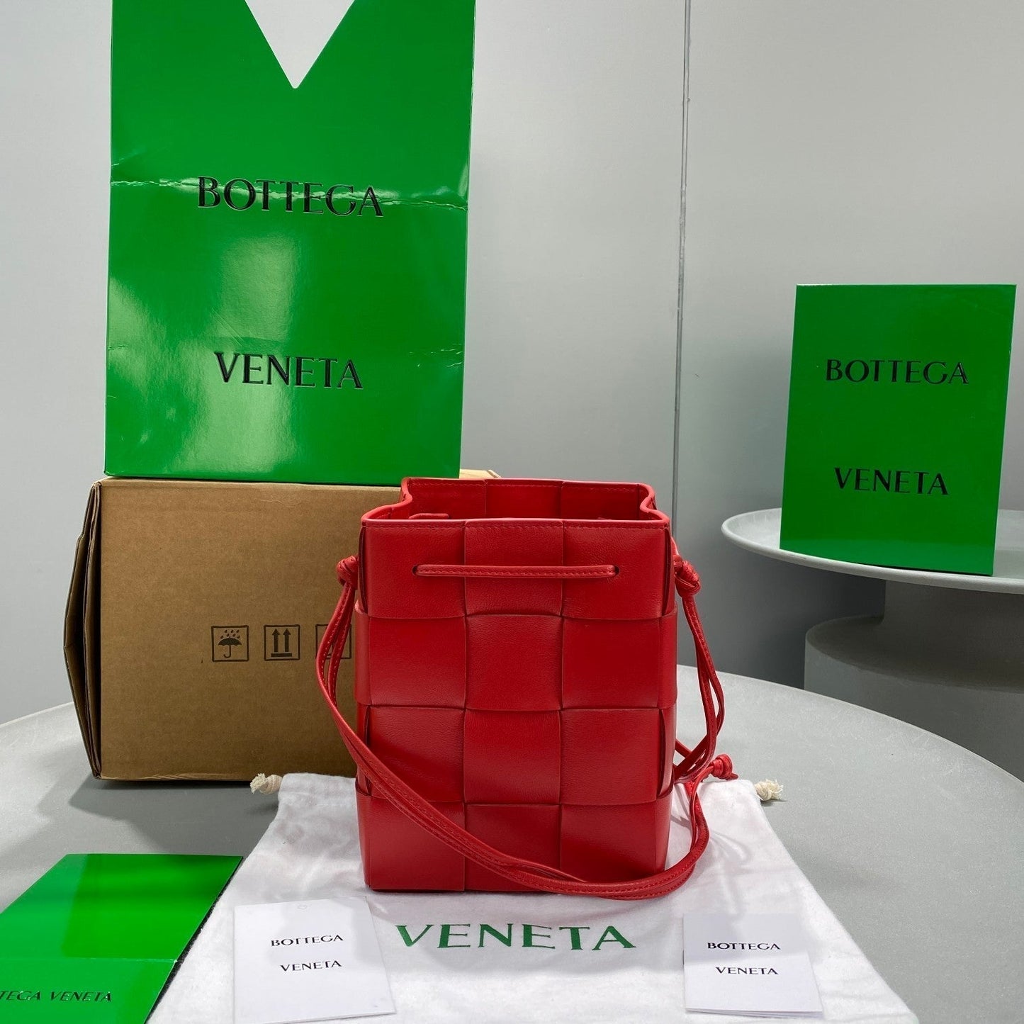 Top Quality Cassette Bag For Women Bags Red Mini Bucket Bag