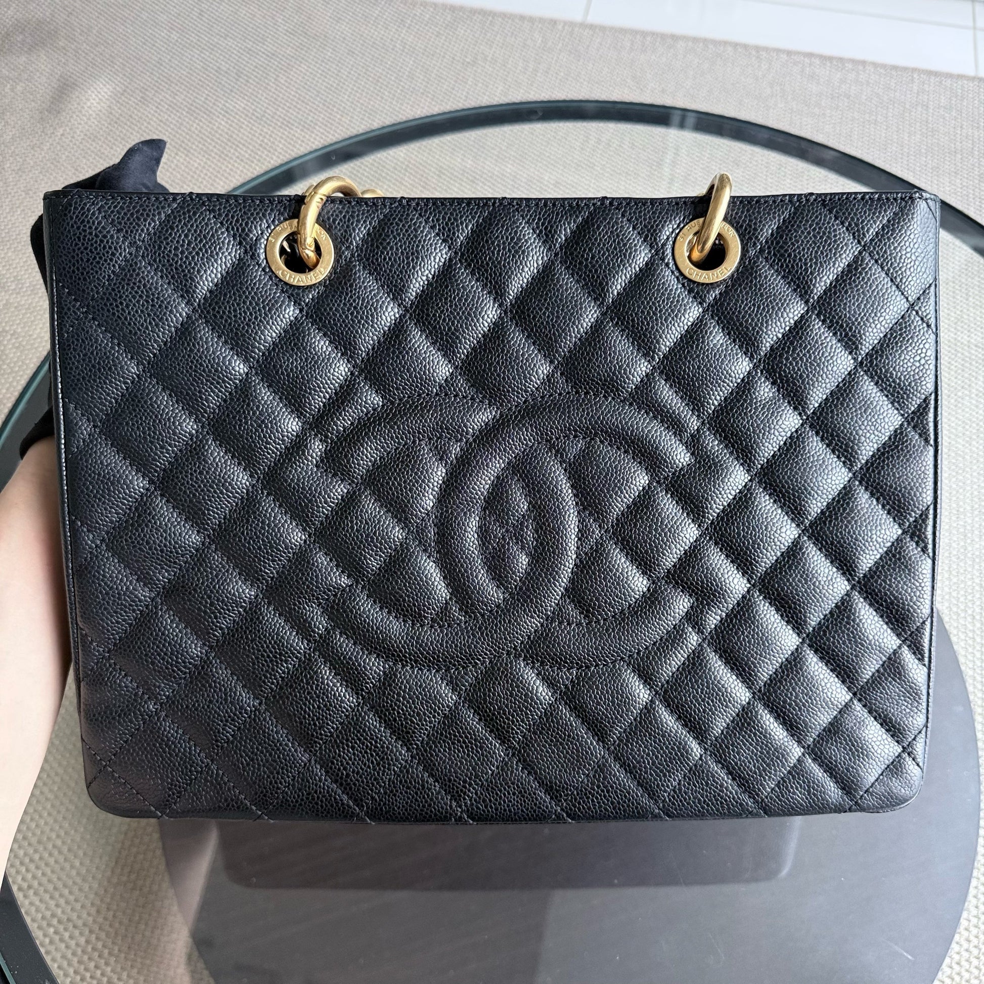 Chanel GST Grand Shopping Tote - Caviar Grained Quilted Black Tote Bag Series 14