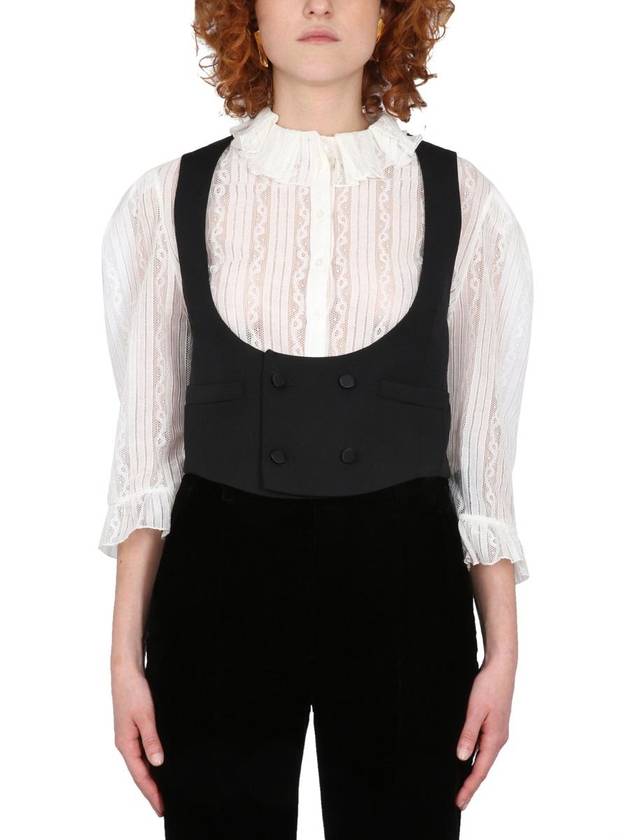 YSL Saint Laurent Saint Laurent Trending Women Wool Tuxedo Vest Black Travel Bag