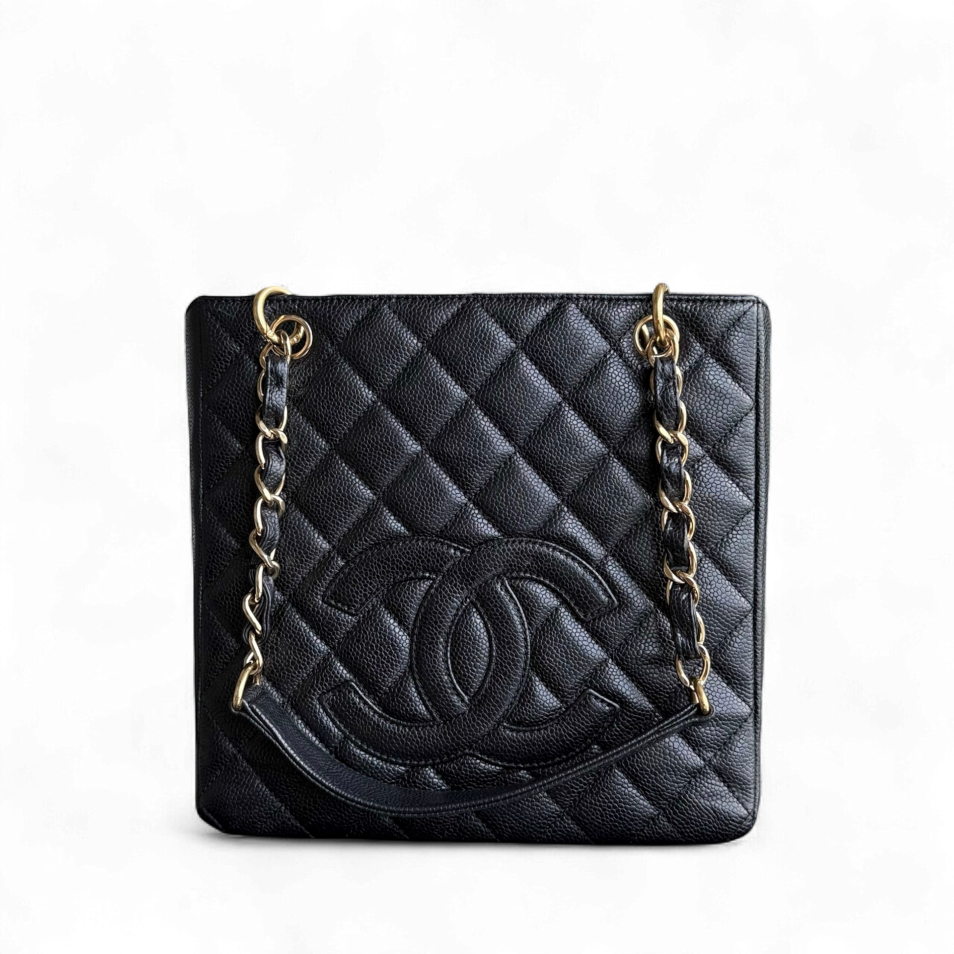 Chanel PST Petite Shopping Tote - Caviar Hardware Quilted Black Tote Bag Hardware 1