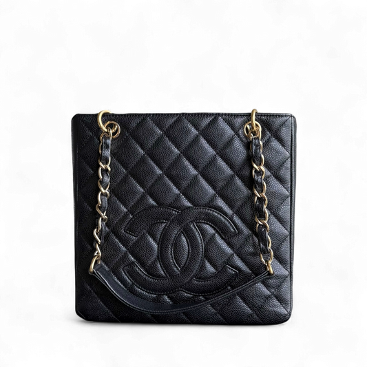 Chanel PST Petite Shopping Tote - Caviar Quilted Black Gold Hardware