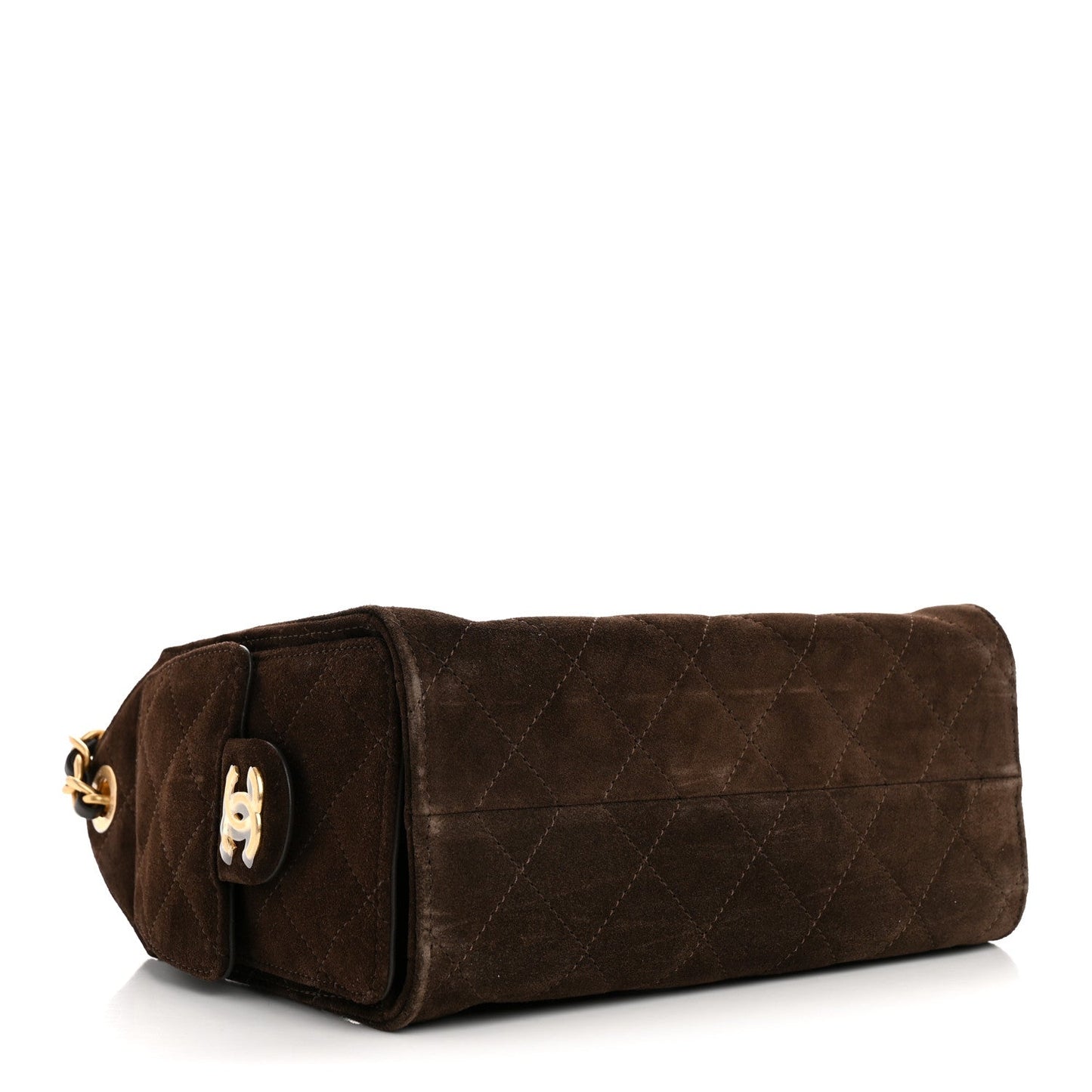 Chanel Suede Quilted Mini 25 Handbag Dark Brown