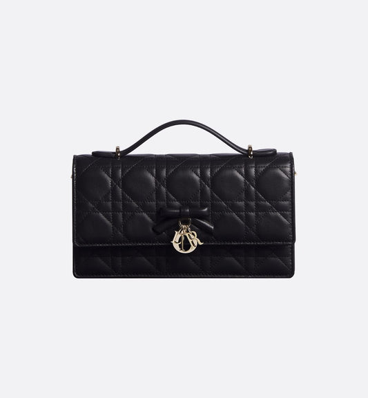 Dior Bee Pouch Clutch Bag Off Leather Black