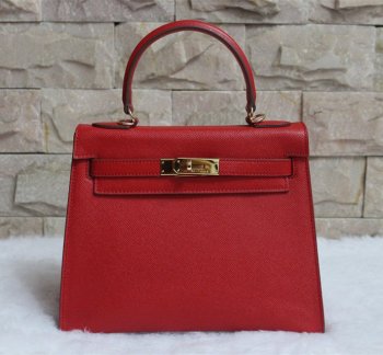 Hermes Luxury Kelly Cm Epsom Handbag Leather Red Travel Bag
