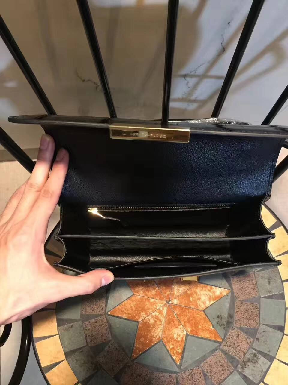 Top Quality Constance Pattern Crocotop Qualityle For Black Shoulder Bag