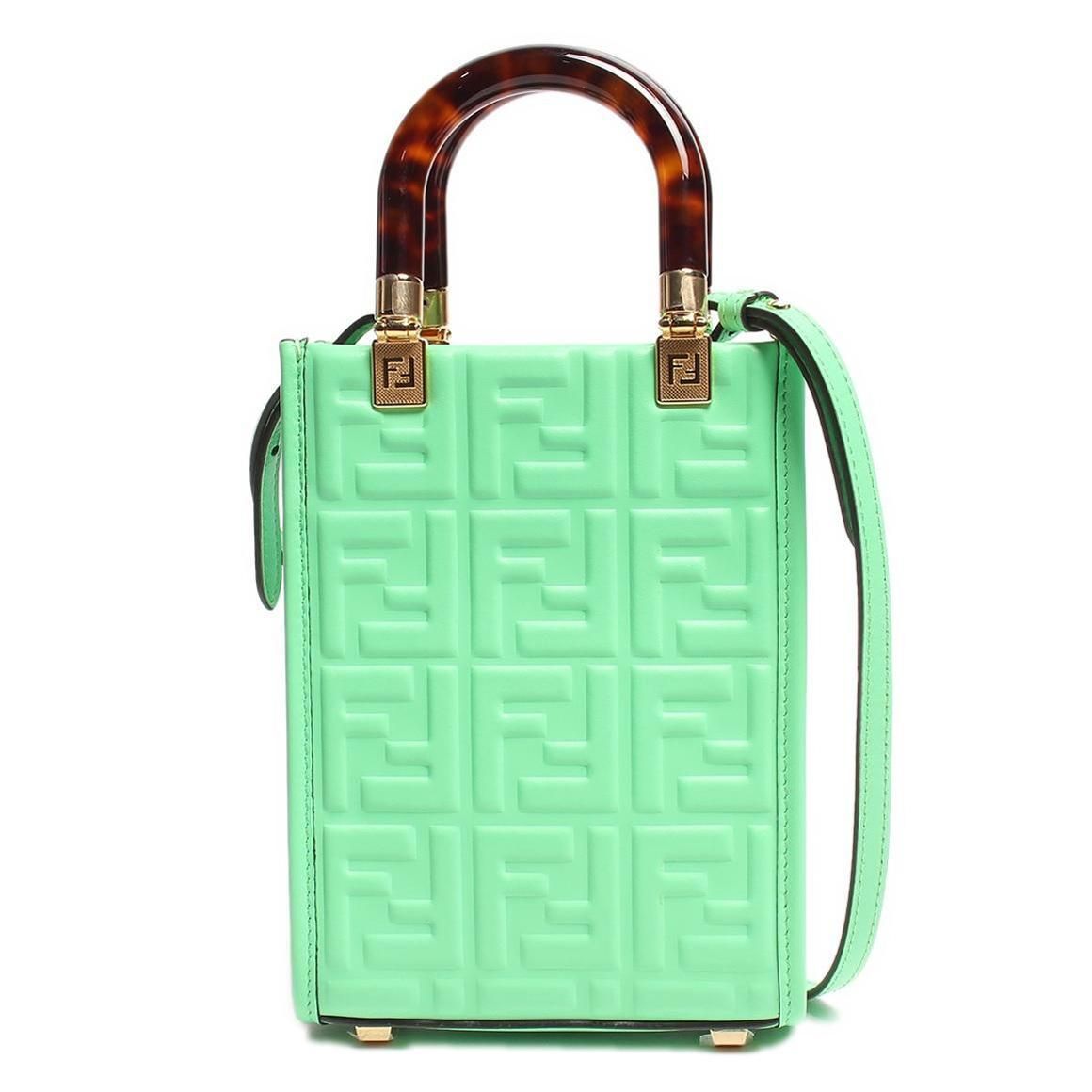 Fendi Handbag Zucca FF Bag - Handle Bags Green Small Top Handle