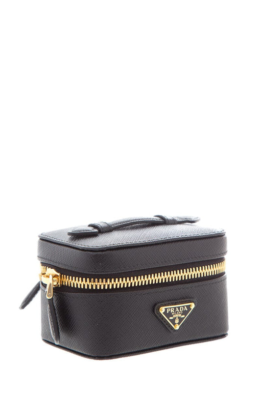 Prada Beauty Case Luxury Handbag Leather Saffiano Black Travel Bag