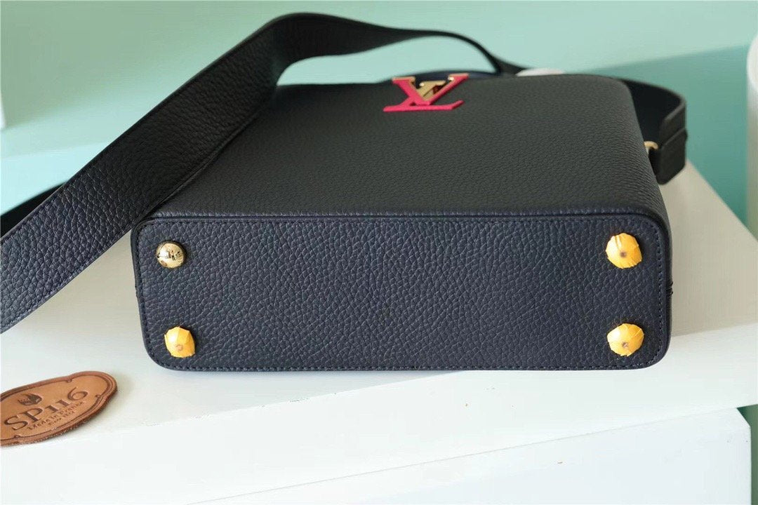 Top Quality Capucines Bb Taurillon Rose Berlingot Black Crossbody Bag