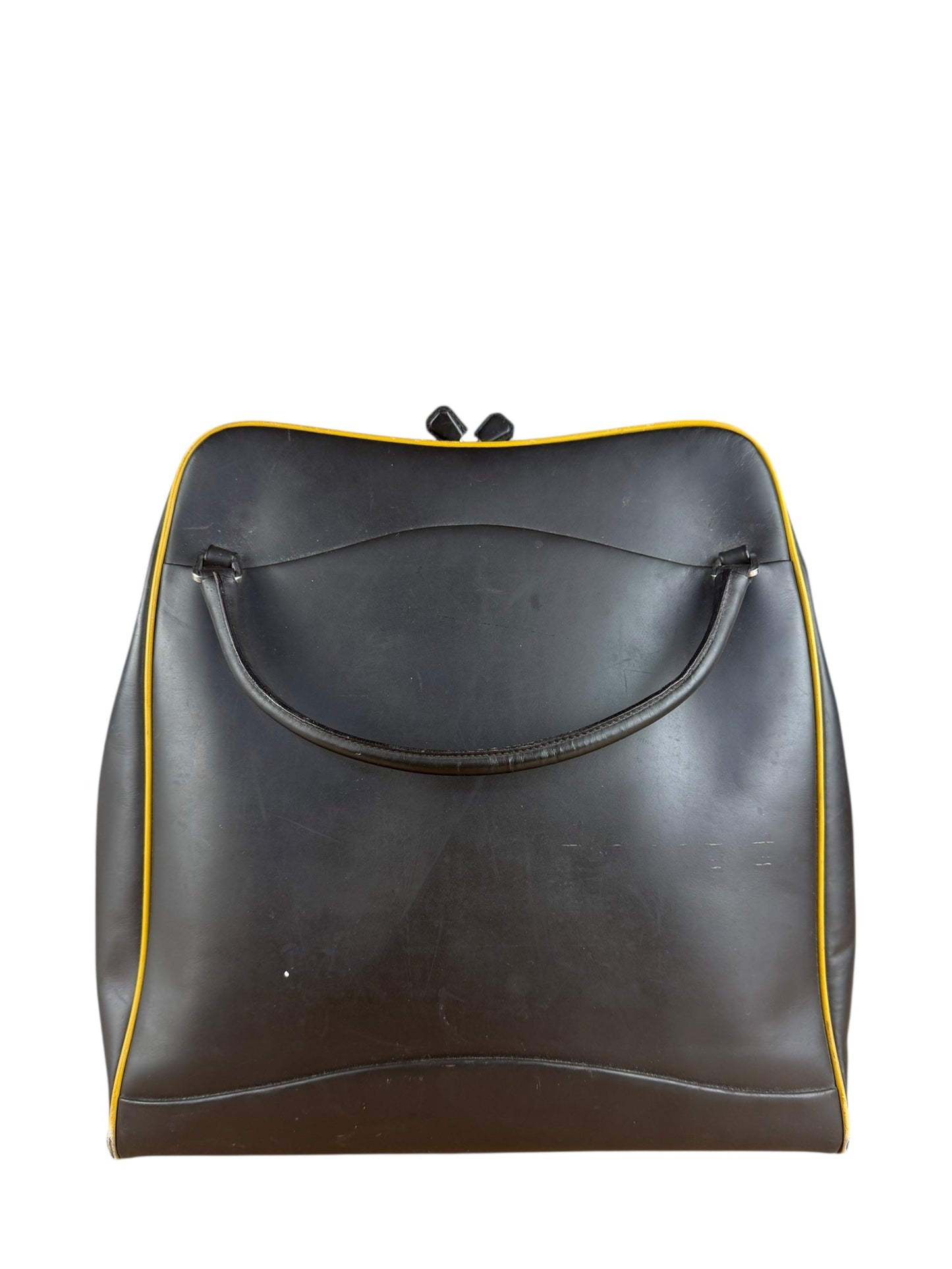 Prada Handbag Dark Bag Leather Brown Top Handle