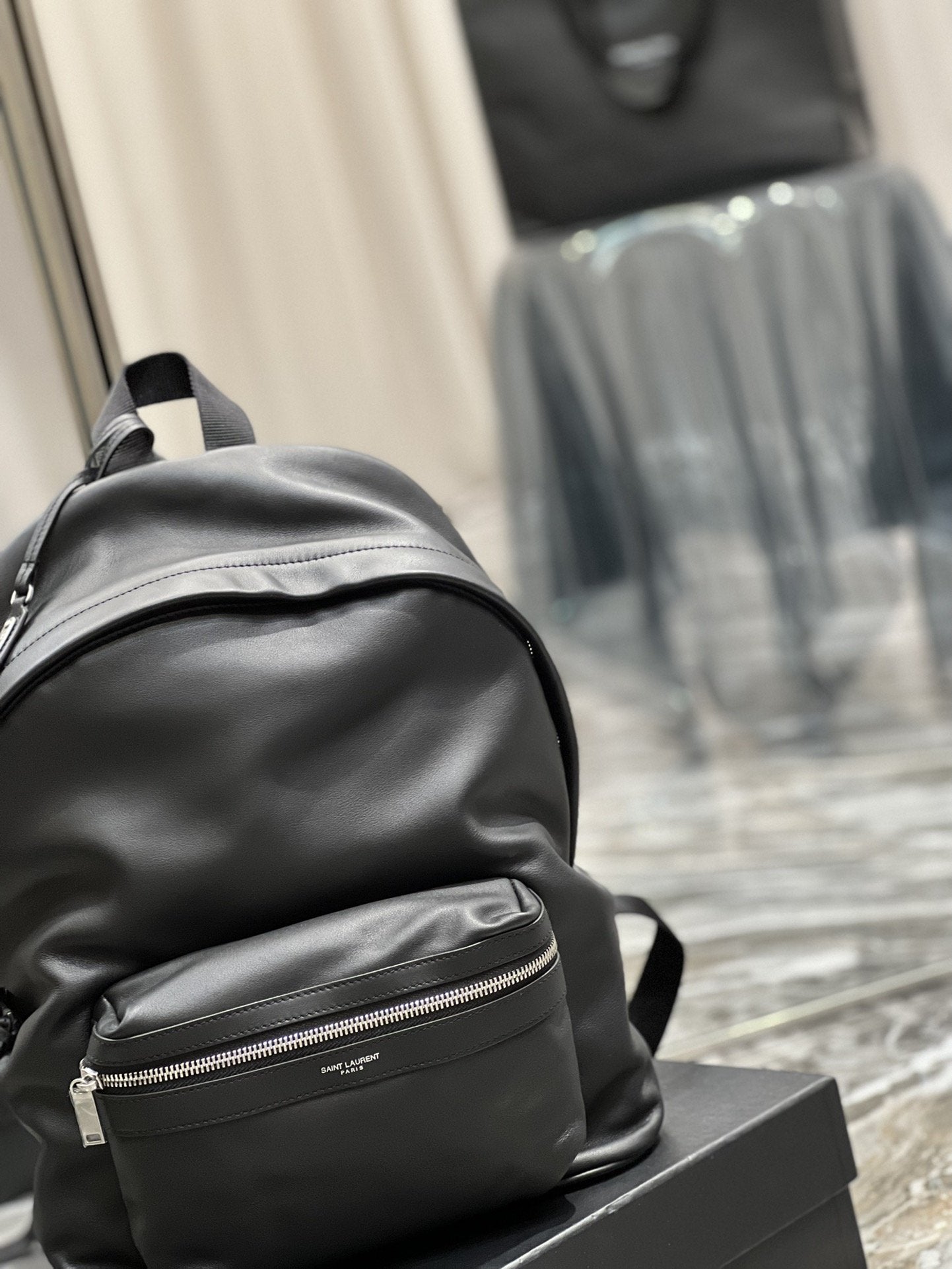 YSL Saint Laurent City Backpack Unisex 13.8in 35cm Black