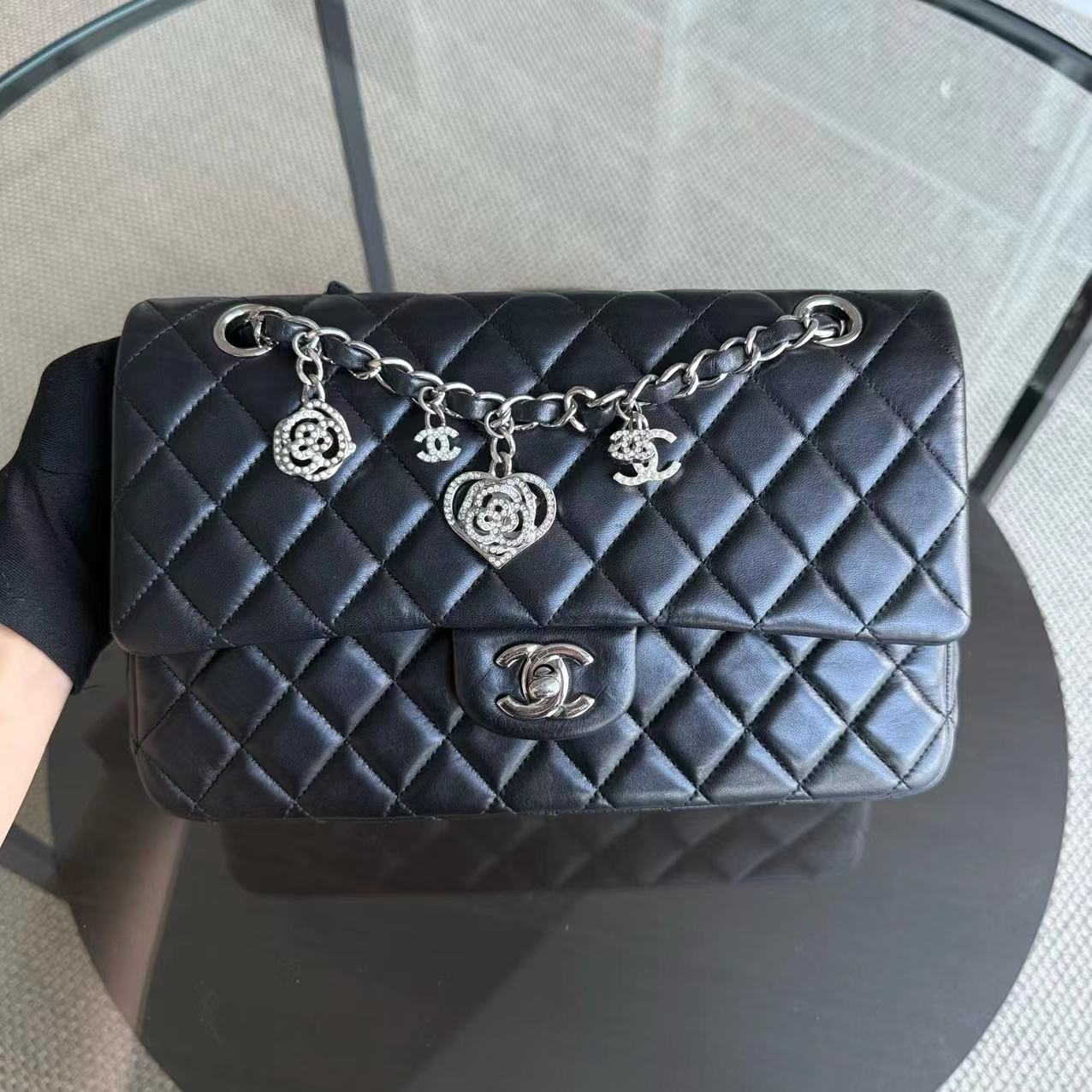 Chanel Classic Flap Medium Bag - Valentine Seasonal Quilted Black Handbag