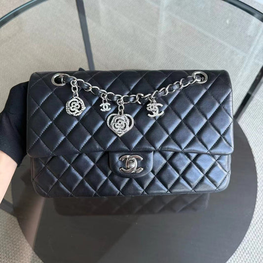 Chanel Classic Flap Medium Bag - Valentine Seasonal Quilted Black Handbag