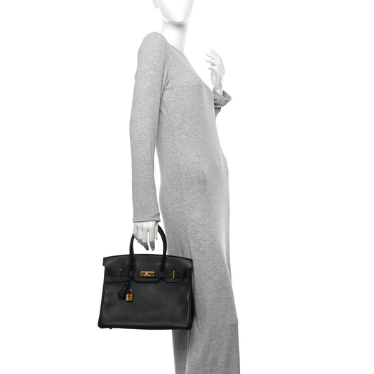 Hermes Epsom Birkin Handbag Black Travel Bag