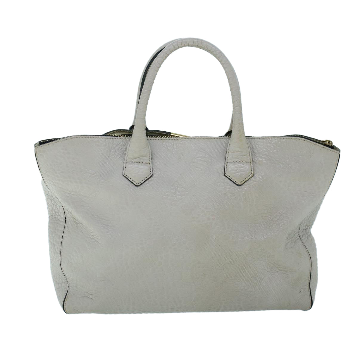 Burberry Luxury Tote Bag Auth Ac2169 Leather White Gray