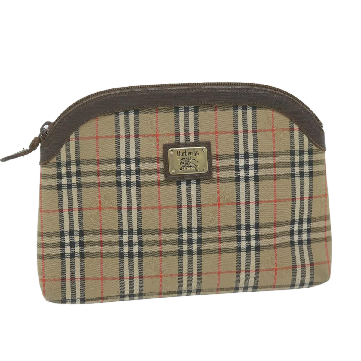 Burberry Luxury ss Nova Check Clutch Bag Auth Ac2674 Canvas Nylon Beige