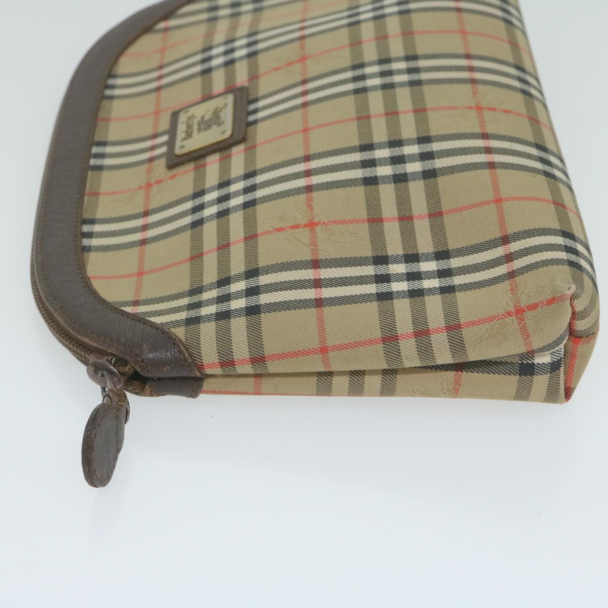 Burberry Luxury ss Nova Check Clutch Bag Auth Ac2674 Canvas Nylon Beige